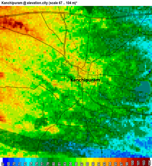 Kanchipuram elevation map