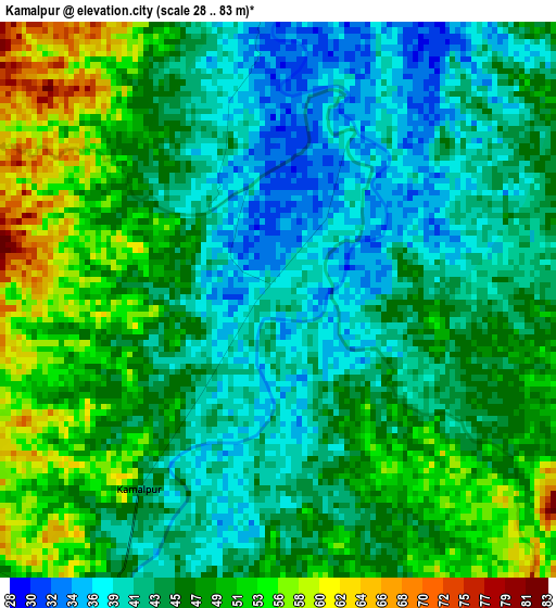 Kamalpur elevation map