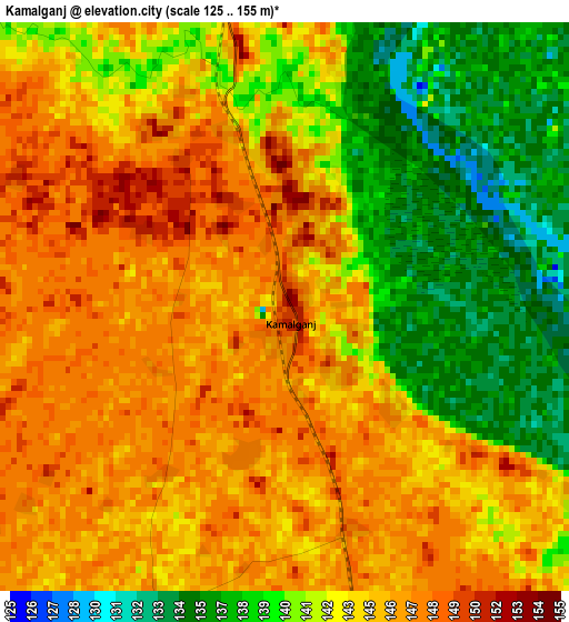 Kamalganj elevation map