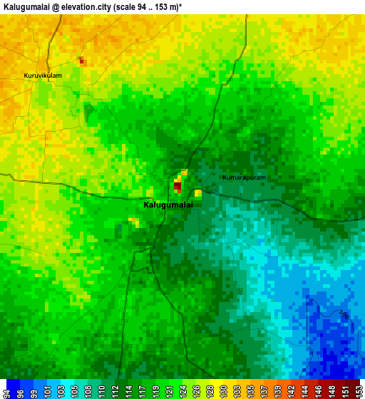 Kalugumalai elevation map