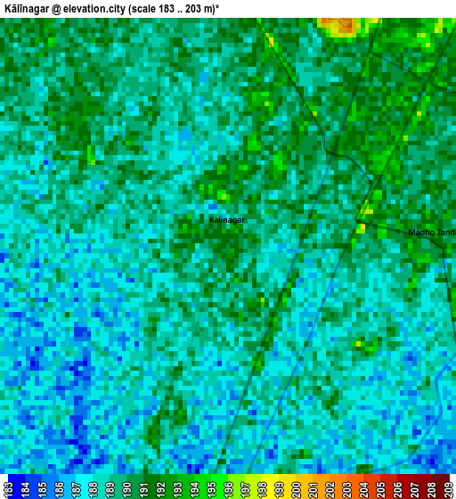 Kālīnagar elevation map