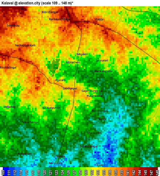 Kalavai elevation map