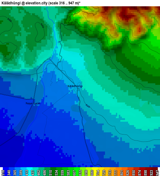 Kālādhūngi elevation map