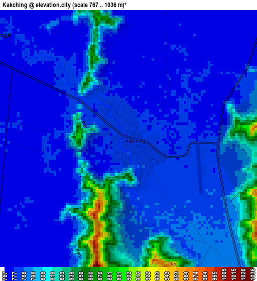 Kakching elevation map