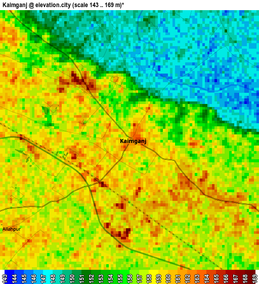 Kaimganj elevation map