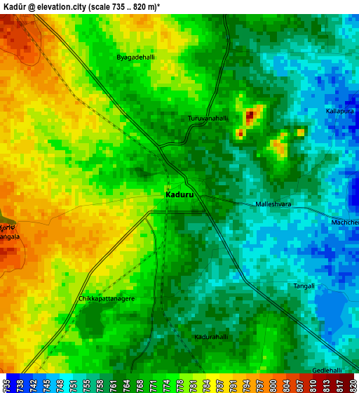 Kadūr elevation map