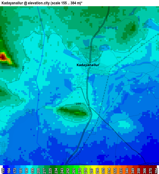 Kadayanallur elevation map