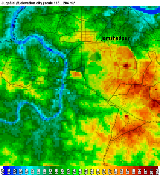 Jugsālai elevation map