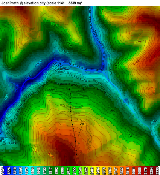 Joshīmath elevation map