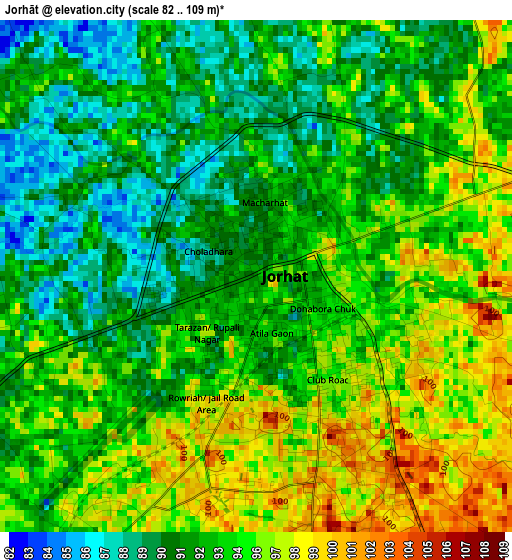 Jorhāt elevation map