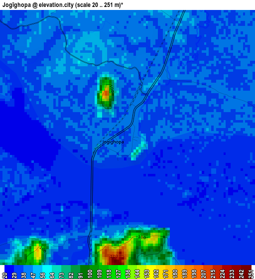 Jogīghopa elevation map