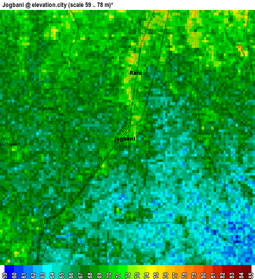Jogbani elevation map