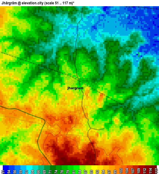 Jhārgrām elevation map