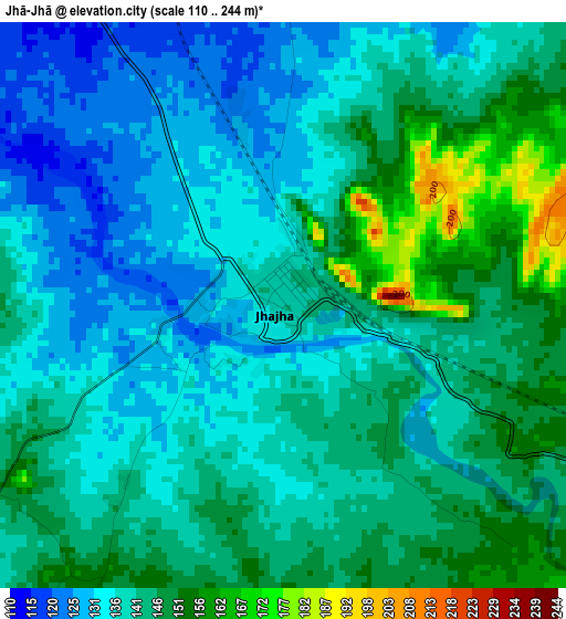 Jhā-Jhā elevation map