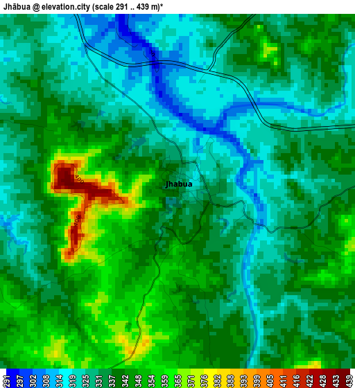 Jhābua elevation map