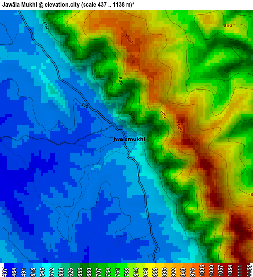 Jawāla Mukhi elevation map