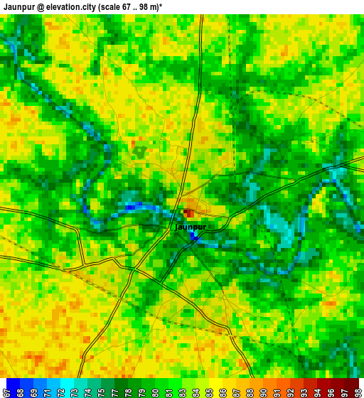 Jaunpur elevation map