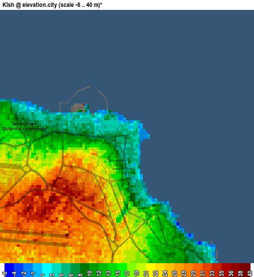 Kīsh elevation map
