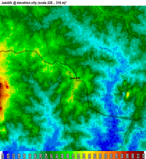 Jasidih elevation map
