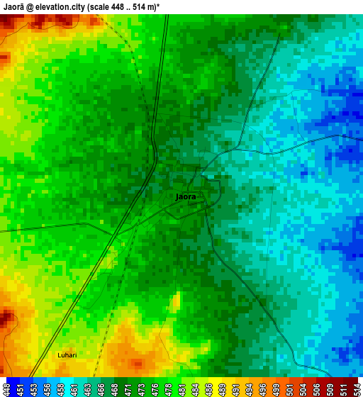 Jaorā elevation map