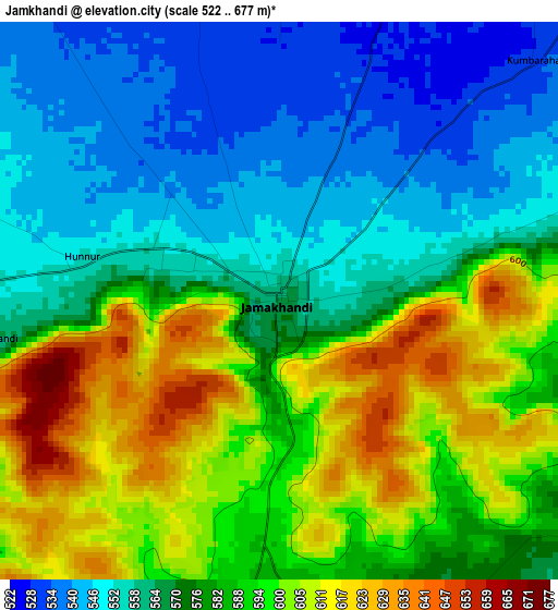 Jamkhandi elevation map