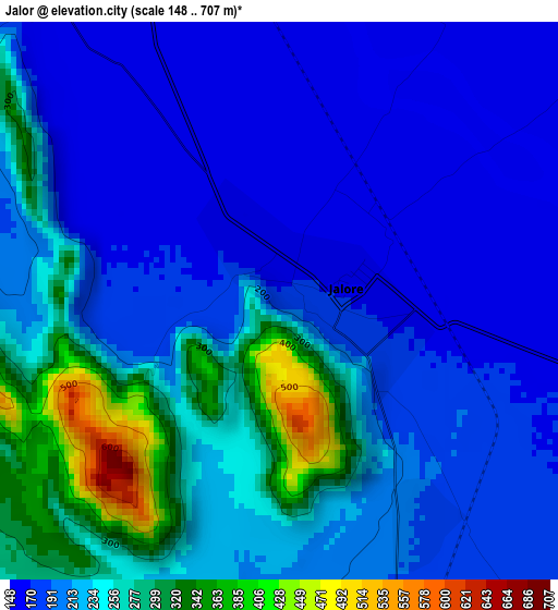 Jalor elevation map