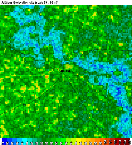 Jalālpur elevation map