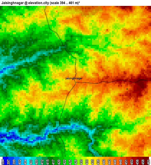 Jaisinghnagar elevation map