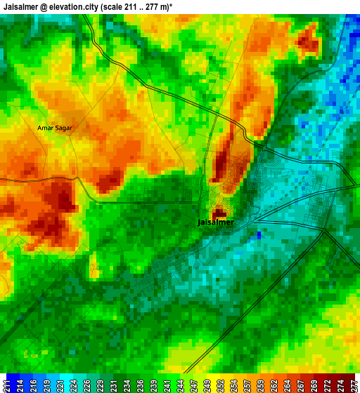 Jaisalmer elevation map