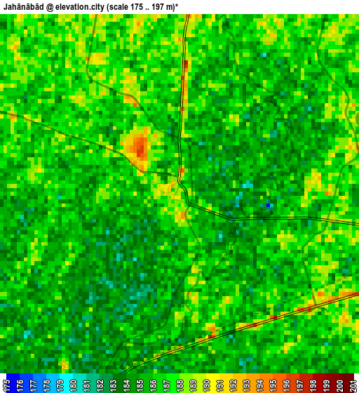 Jahānābād elevation map