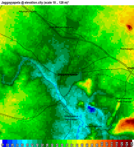 Jaggayyapeta elevation map