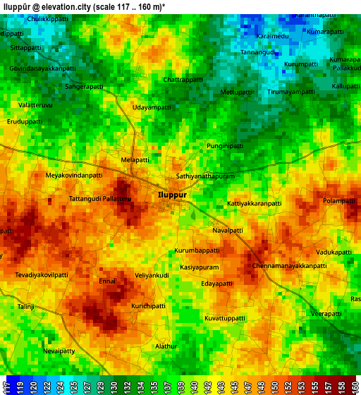 Iluppūr elevation map