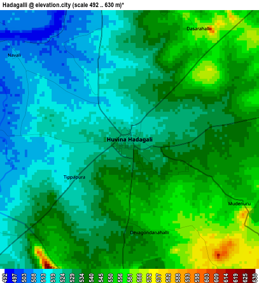 Hadagalli elevation map