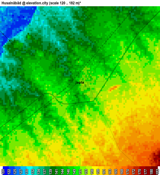 Husainābād elevation map