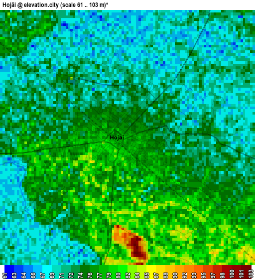 Hojāi elevation map