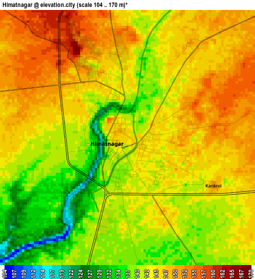 Himatnagar elevation map