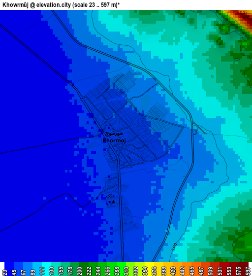 Khowrmūj elevation map