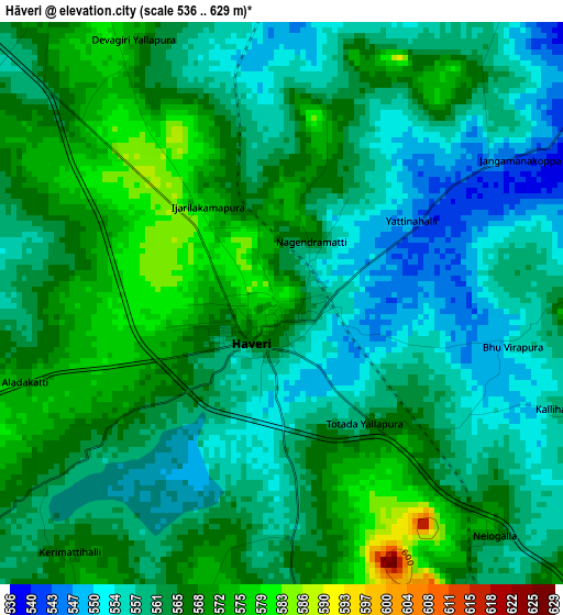 Hāveri elevation map