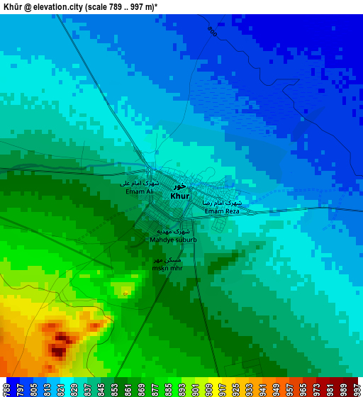 Khūr elevation map