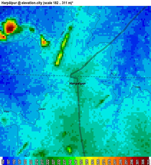 Harpālpur elevation map