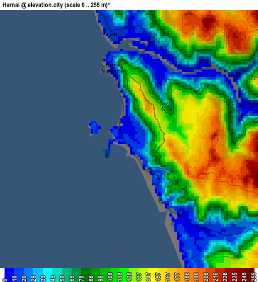 Harnai elevation map