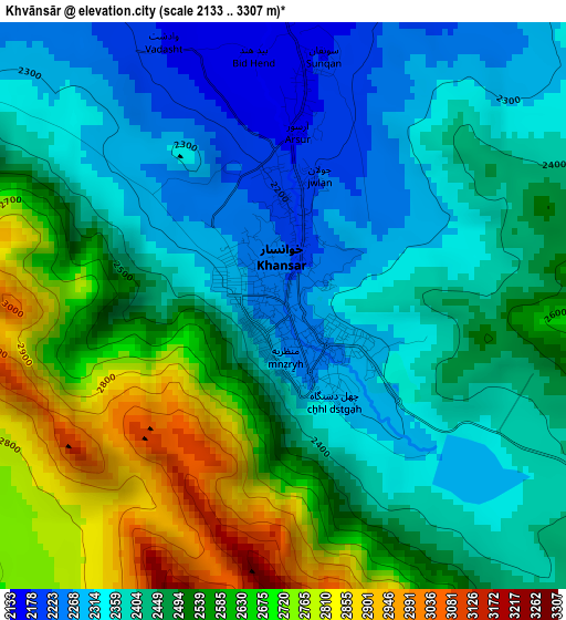 Khvānsār elevation map