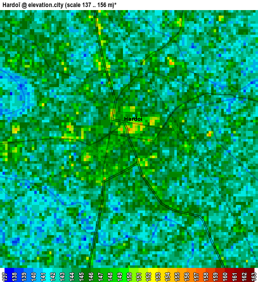 Hardoī elevation map