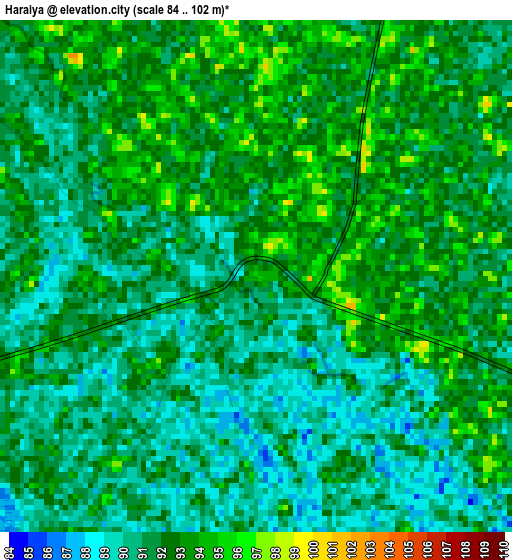 Haraiya elevation map