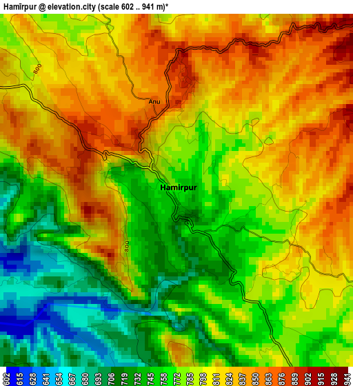 Hamīrpur elevation map