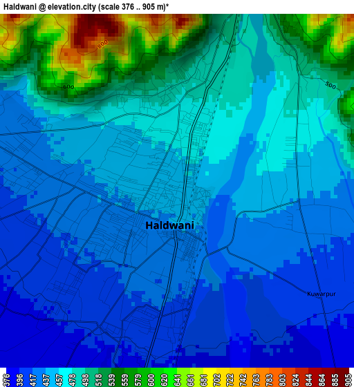 Haldwani elevation map