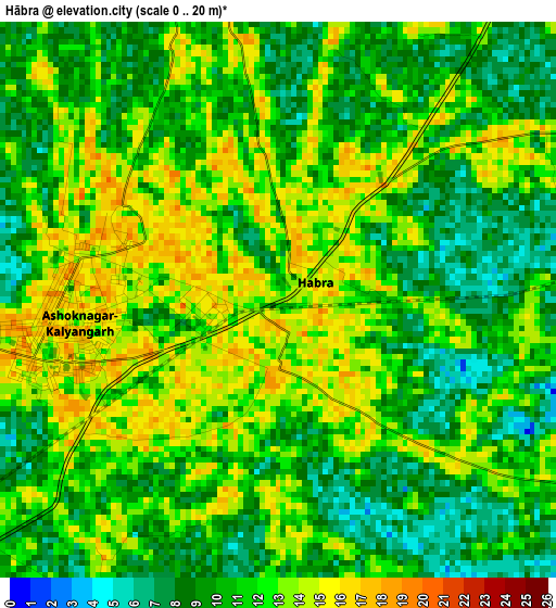 Hābra elevation map