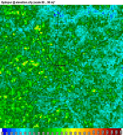 Gyānpur elevation map