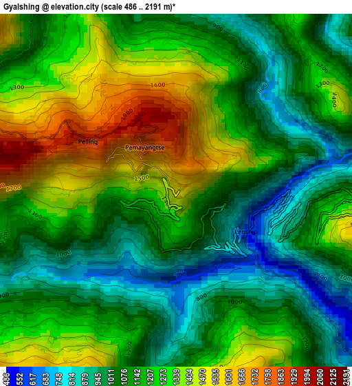 Gyalshing elevation map
