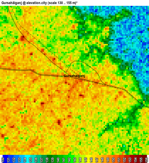 Gursahāiganj elevation map